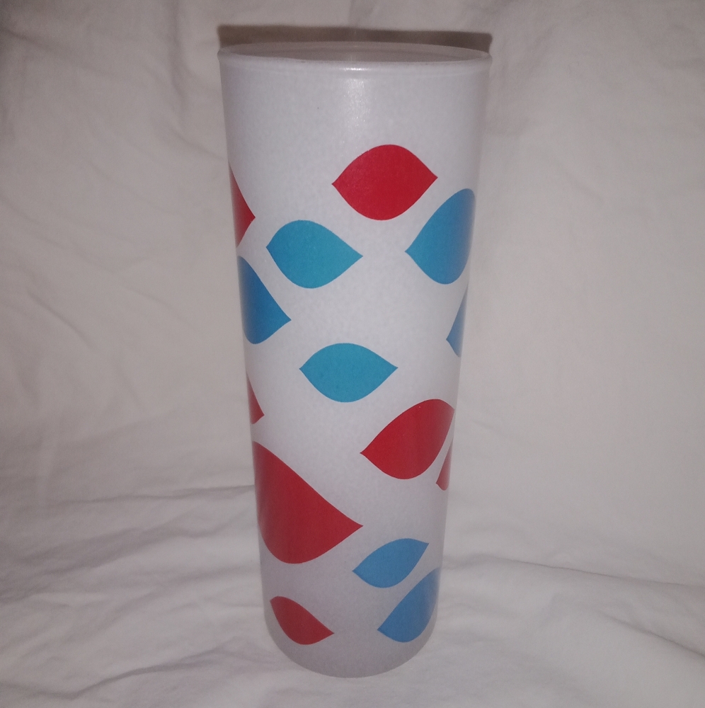 Mid Century Modern Dairy Queen Geometric Tumbler Glass Tom Collins 6 11/16" Tall